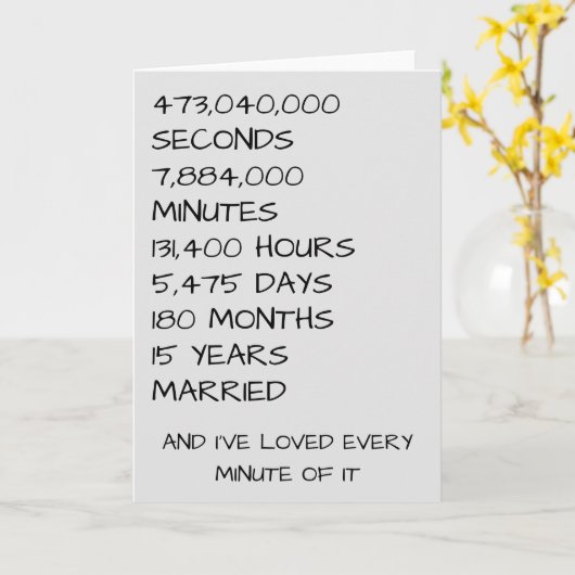 15e bruiloft Jubileum vijftien jaar Kaart (Gele Bloem)