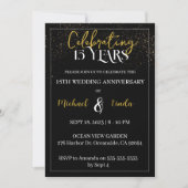 15e bruiloft Jubileum zwart gouden paar Kaart (Voorkant)