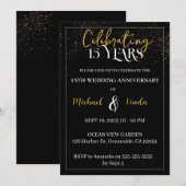 15e bruiloft Jubileum zwart gouden paar Kaart (Voorkant / Achterkant)