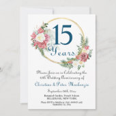 15e Crystal Wedding Jubileum Rozen Goud Lijst Kaart (Voorkant)