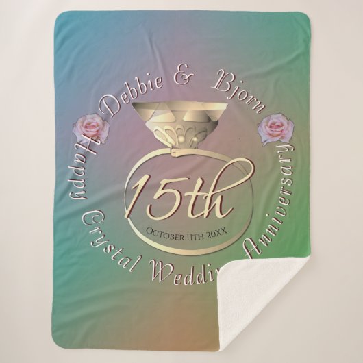 15e Crystal Wedding Jubileum Sherpa Blanket Deken (Voorkant)