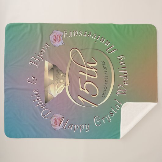 15e Crystal Wedding Jubileum Sherpa Blanket Sherpa Deken (Voorkant (horizontaal))