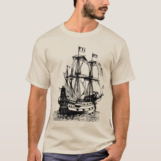 15e eeuw Galleon T-shirt (Voorkant)