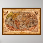 15e eeuw oude Wereldkaart art. Poster (Voorkant)
