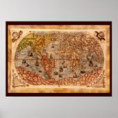15e eeuw oude Wereldkaart art. Poster (Voorkant)