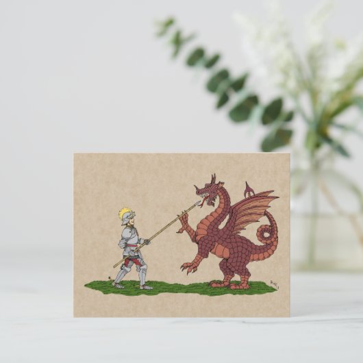 15e eeuw Saint George en de Draak Briefkaart (Staand voorkant)