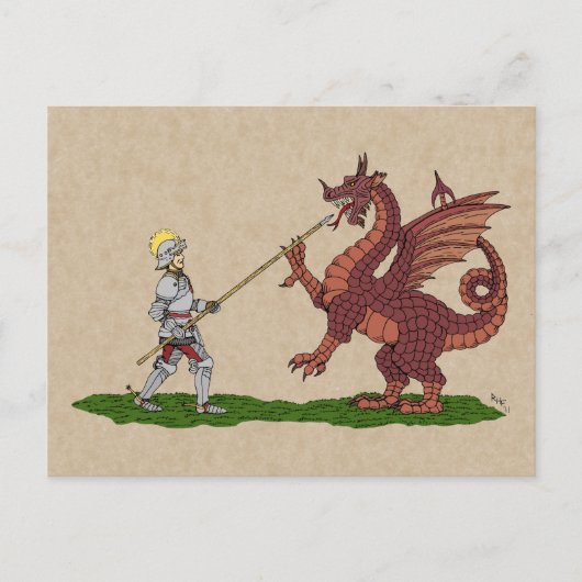15e eeuw Saint George en de Draak Briefkaart (Voorkant)