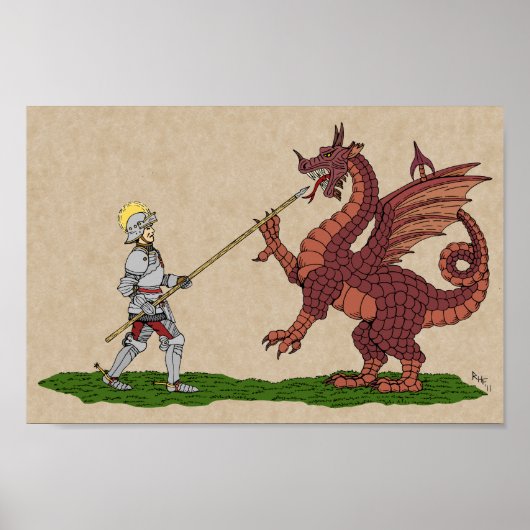 15e eeuw Saint George en de Draak Poster (Voorkant)