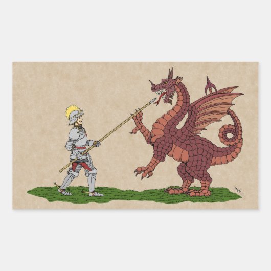 15e eeuw Saint George en de Draak Rechthoekige Sticker (Voorkant)