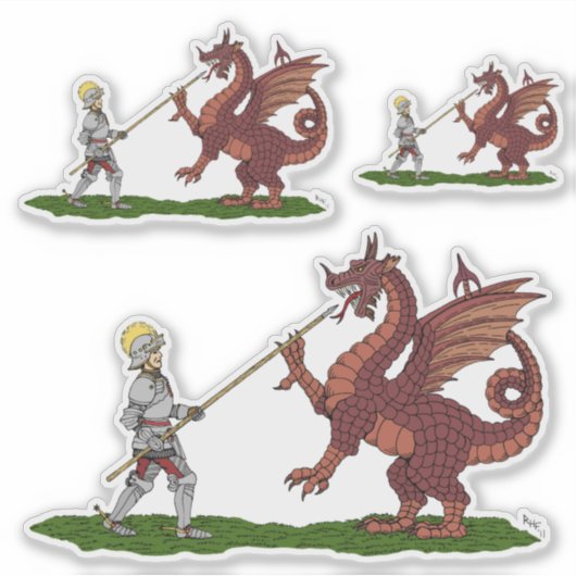 15e eeuw Saint George en de Draak Sticker (Voorkant)