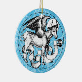 15e eeuw St Luke's Emblem Gevleugelde stier Keramisch Ornament (Rechts)