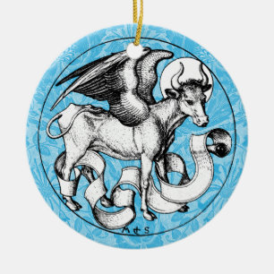 15e eeuw St Luke's Emblem Gevleugelde stier Keramisch Ornament