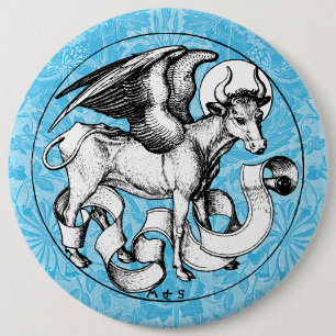 15e eeuw St Luke's Emblem Gevleugelde stier Ronde Button 6,0 Cm