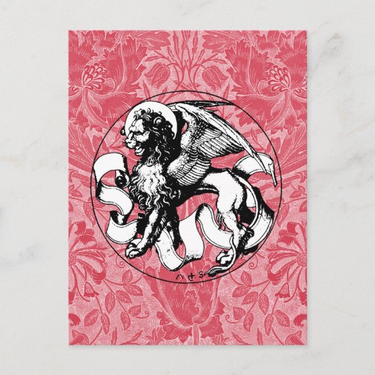 15e eeuw St Mark's Embleem gevleugelde leeuw Briefkaart (Voorkant)