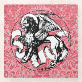 15e eeuw St Mark's Embleem gevleugelde leeuw Glazen Onderzetter