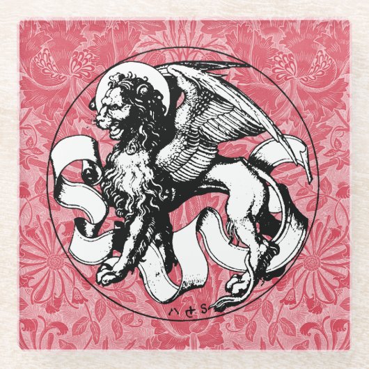 15e eeuw St Mark's Embleem gevleugelde leeuw Glazen Onderzetter (Voorkant)