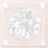 15e eeuw St Mark's Embleem gevleugelde leeuw Glazen Onderzetter (Achterkant)