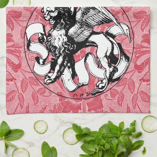 15e eeuw St Mark's Embleem gevleugelde leeuw Theedoek (Gevouwen)