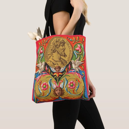 15e-eeuwse afbeelding Caesarvogels bloemen enz. Tote Bag (Dichtbij)