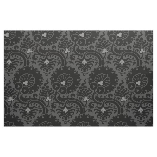 15e-eeuwse bloem - Zwart en grijs Stof (Fat Quarter)