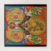 15e-eeuwse druk Caesarvogels bloemen enz. Legpuzzel (Horizontaal)