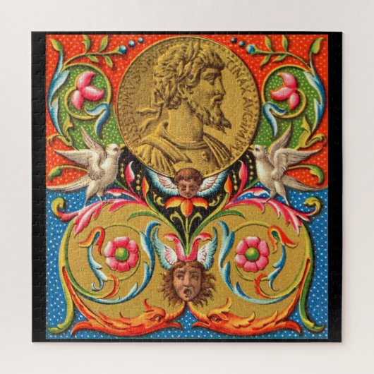 15e-eeuwse druk Caesarvogels bloemen enz. Legpuzzel (Verticaal)