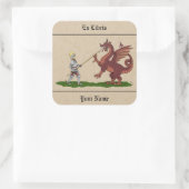 15e-eeuwse Sint-Joris en de Drakenboekenplaat Vierkante Sticker (Tas)