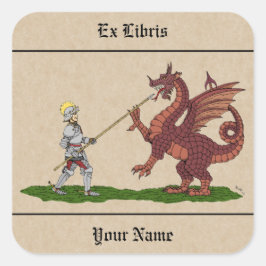 15e-eeuwse Sint-Joris en de Drakenboekenplaat Vierkante Sticker