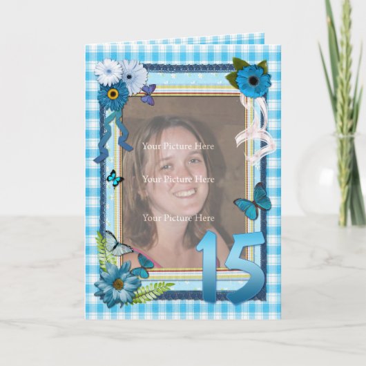 15e fotokaart voor een verjaardag kaart (Voorkant)