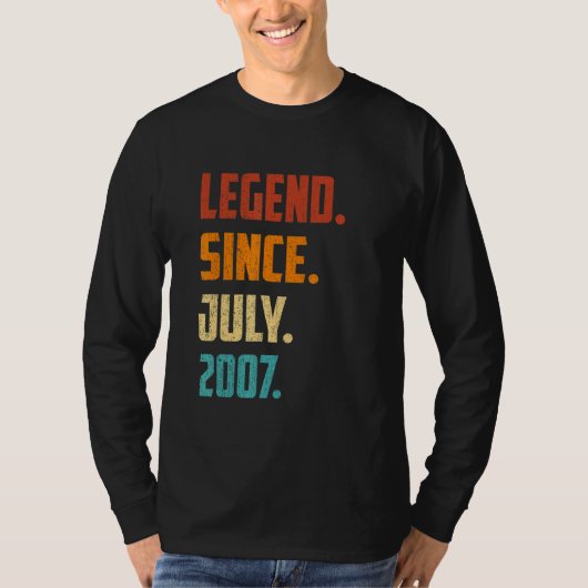 15e geboortedag sinds juli 2007 15 jaar oud t-shirt (Voorkant)