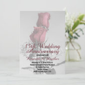 15e huwelijksjubileum Twee rode rozen foto Kaart (Staand voorkant)