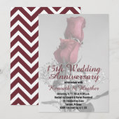 15e huwelijksjubileum Twee rode rozen foto Kaart (Voorkant / Achterkant)