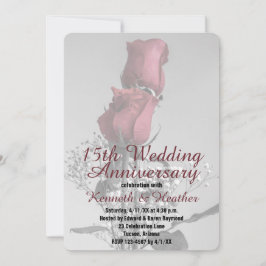 15e huwelijksjubileum Twee rode rozen Foto Kaart