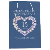 15e huwelijksverjaardag Crystal Heart Photo Medium Cadeauzakje (Voorkant)