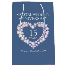 15e huwelijksverjaardag Crystal Heart Photo Medium Cadeauzakje