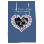 15e huwelijksverjaardag Crystal Heart Photo Medium Cadeauzakje (Achterkant)