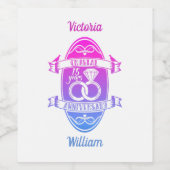 15e jaar traditionele kristalbruiloft wijn etiket (Enkel label)