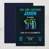 15e jongen verjaardag uitnodiging (Voorkant / Achterkant)