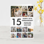 15e Jubileum 13 Foto Collage Black and White Kaart (Gele Bloem)