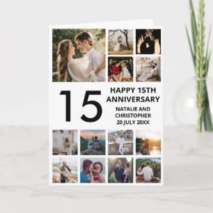 15e Jubileum 13 Foto Collage Black and White Kaart