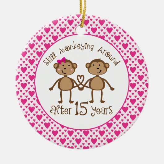 15e Jubileum aap liefdesorganisatie Keramisch Ornament (Voorkant)