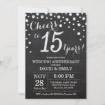 15e Jubileum Chalkboard Black Silver Kaart<br><div class="desc">15de Jubileum van het huwelijk Chalkboard Black en Silver Invitation. Vijftiende Jubileum van het huwelijk. Chalkboard Black en Silver Glitter Diamond Background Zilveren Confetti. Volwassen verjaardag. Vrouw of Man Man Birthday Party. Voor verdere aanpassing, te klikken gelieve de knoop "van de Aanpassing het"en ons ontwerphulpmiddel te gebruiken om deze sjabloon...</div>