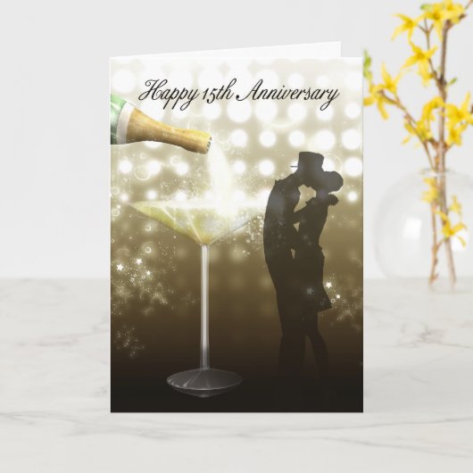 15e Jubileum - Champagne Kaart (Gele Bloem)