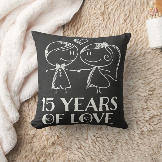 15e Jubileum Couples Chalk Drawn Pillow Gift Kussen (Deken)