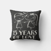 15e Jubileum Couples Chalk Drawn Pillow Gift Kussen (Voorkant)
