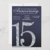 15e jubileum diamant zilver donkerblauwe jaren kaart (Voorkant)