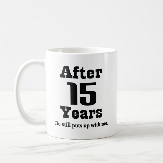 15e Jubileum (Funny) Koffiemok (Links)