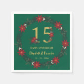 15e Jubileum gepersonaliseerde kerstservetten Servet (Voorkant)