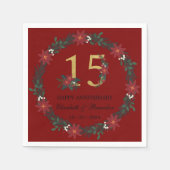 15e Jubileum gepersonaliseerde kerstservetten Servet (Voorkant)