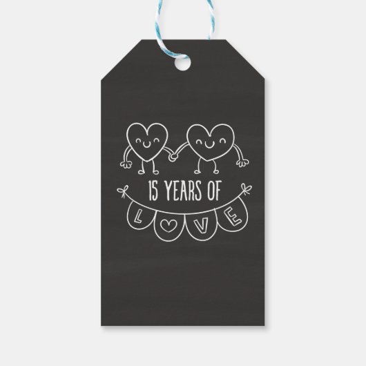 15e Jubileum Gift Chalk Hearts Cadeaulabel (Achterkant)